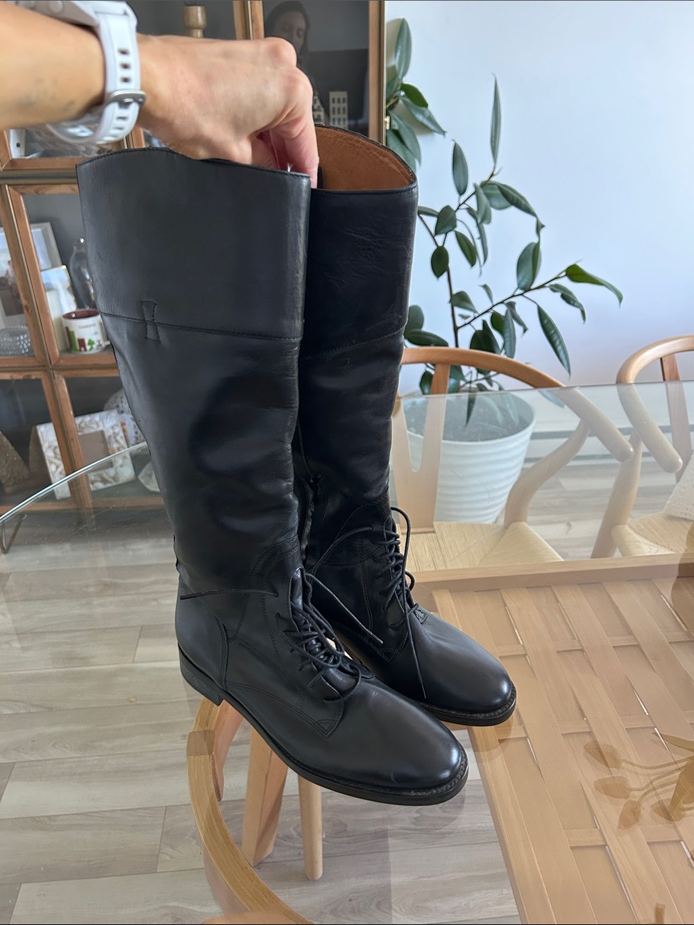 Black Uterque Genuine Leather Boots